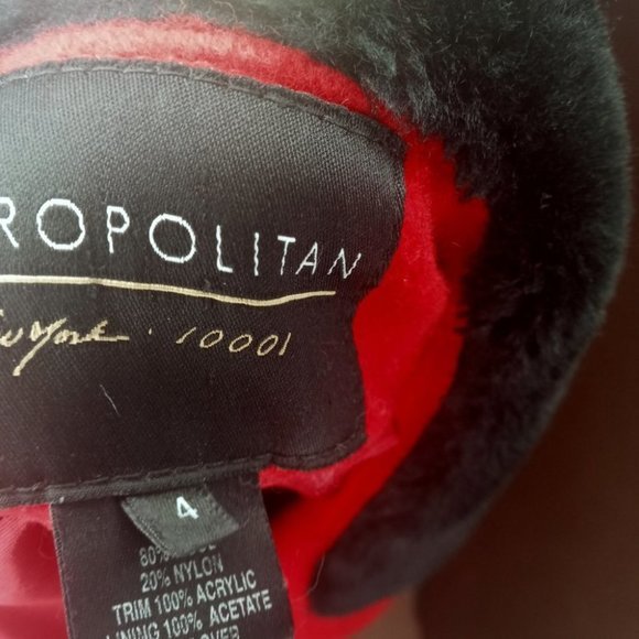 Red Winter Coat Jacket with Faux Fur‎ Collar - Picture 7 of 8